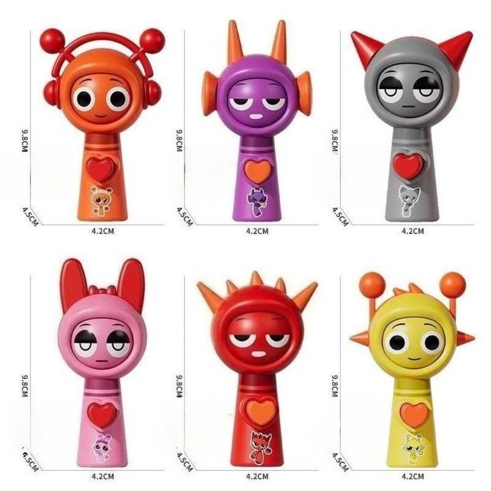 6Pcs/Set Mini Sprunki Action Figure Face-changing Toy Movie Sprunki Wenda Model Doll Figurines with Keychain Kids Birthday Gifts