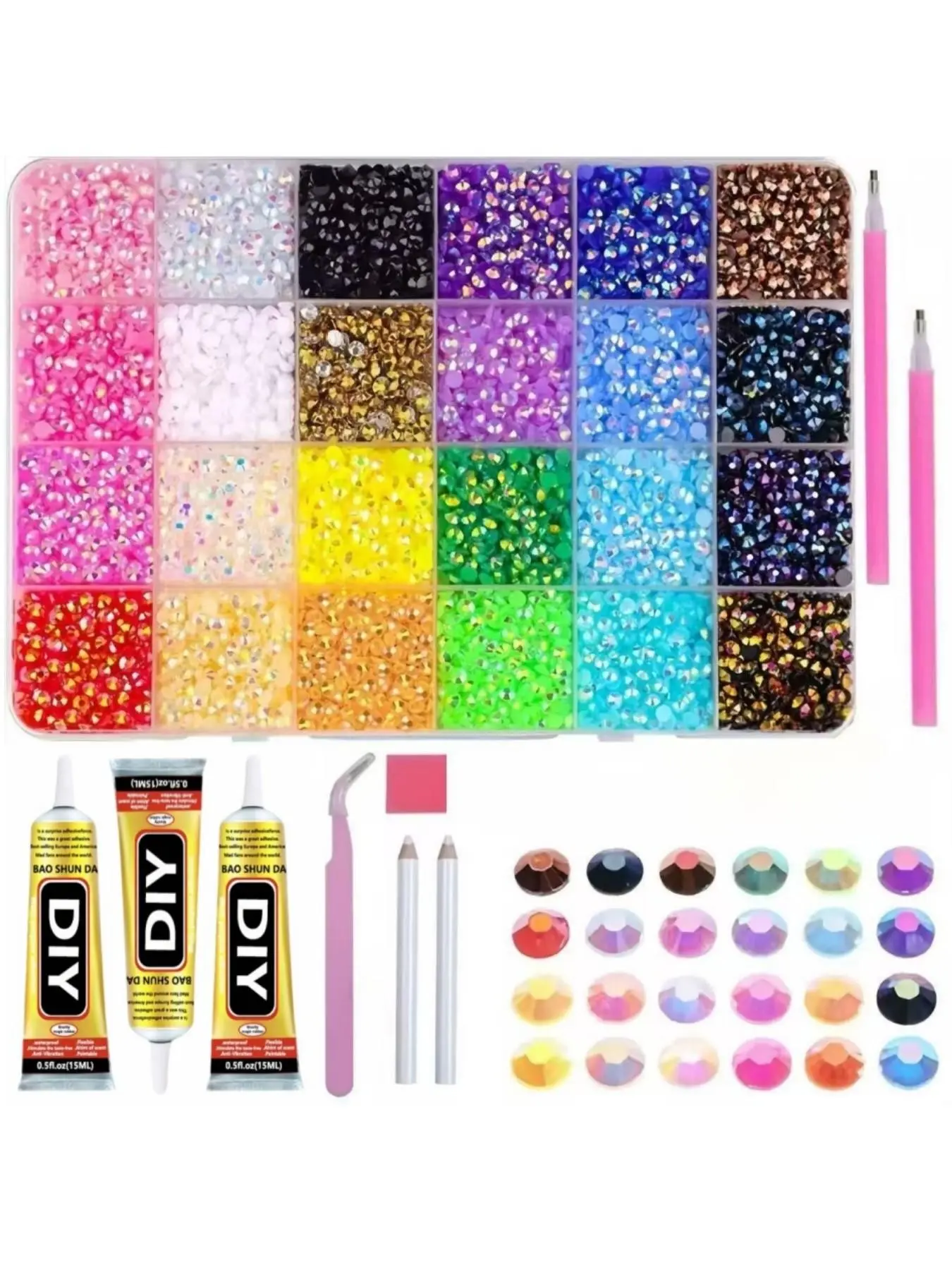 10-Piece Jelly Rhinestones Set, Multicolor Resin Flat Gems for Diamond Painting, DIY Diamond Art Tool, DIY Craft Kit, DIY Kits for Crafts, Books, Shoes