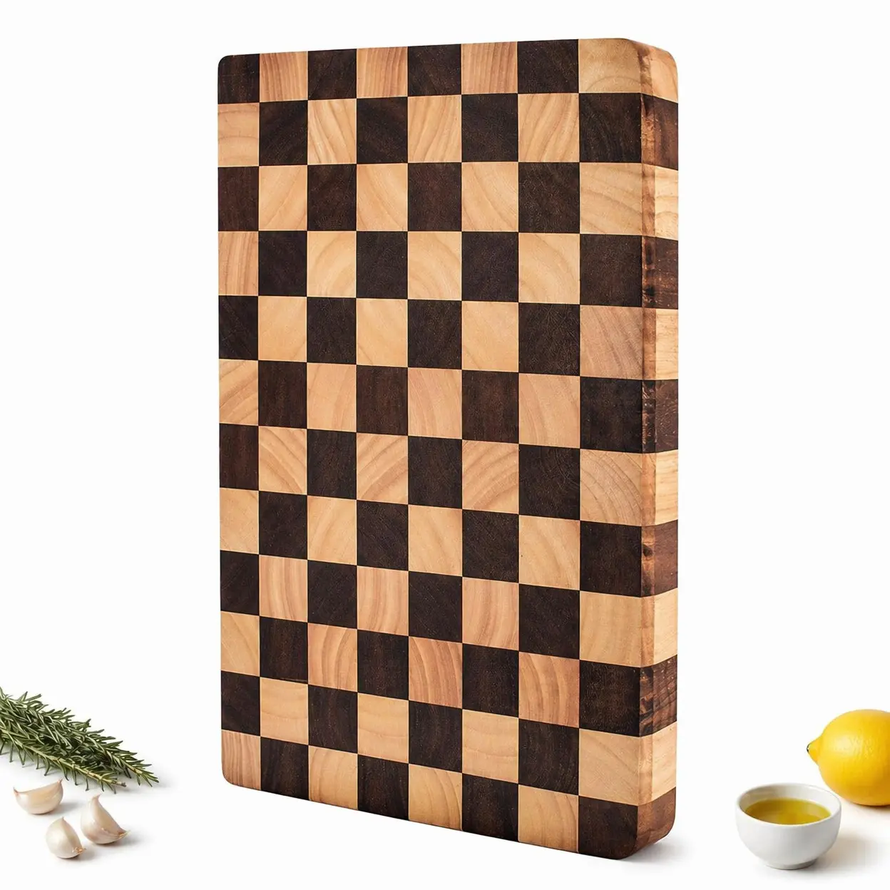 Acacia Wood Cutting Board,Checkered Chopping Board,Chopping Board,Wood Kitchen Prep Board,End Grain Cutting Board, Cutting Board, Acacia Wood Checkered Cutting Board,Perfect for food preparation, anti-slip stable design with safe food-grade material.