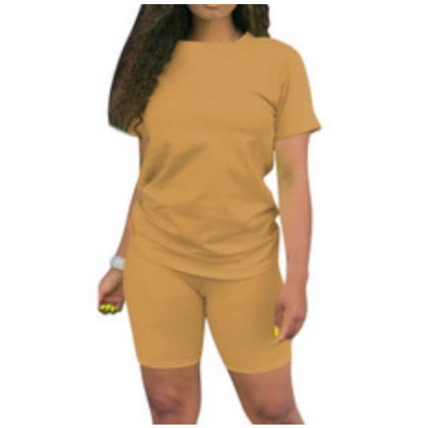 Biker Short Sets Women 2 Piece Outfits Summer Short Sleeve Jogger Tracksuit Large size loose sportswear two-piece suit