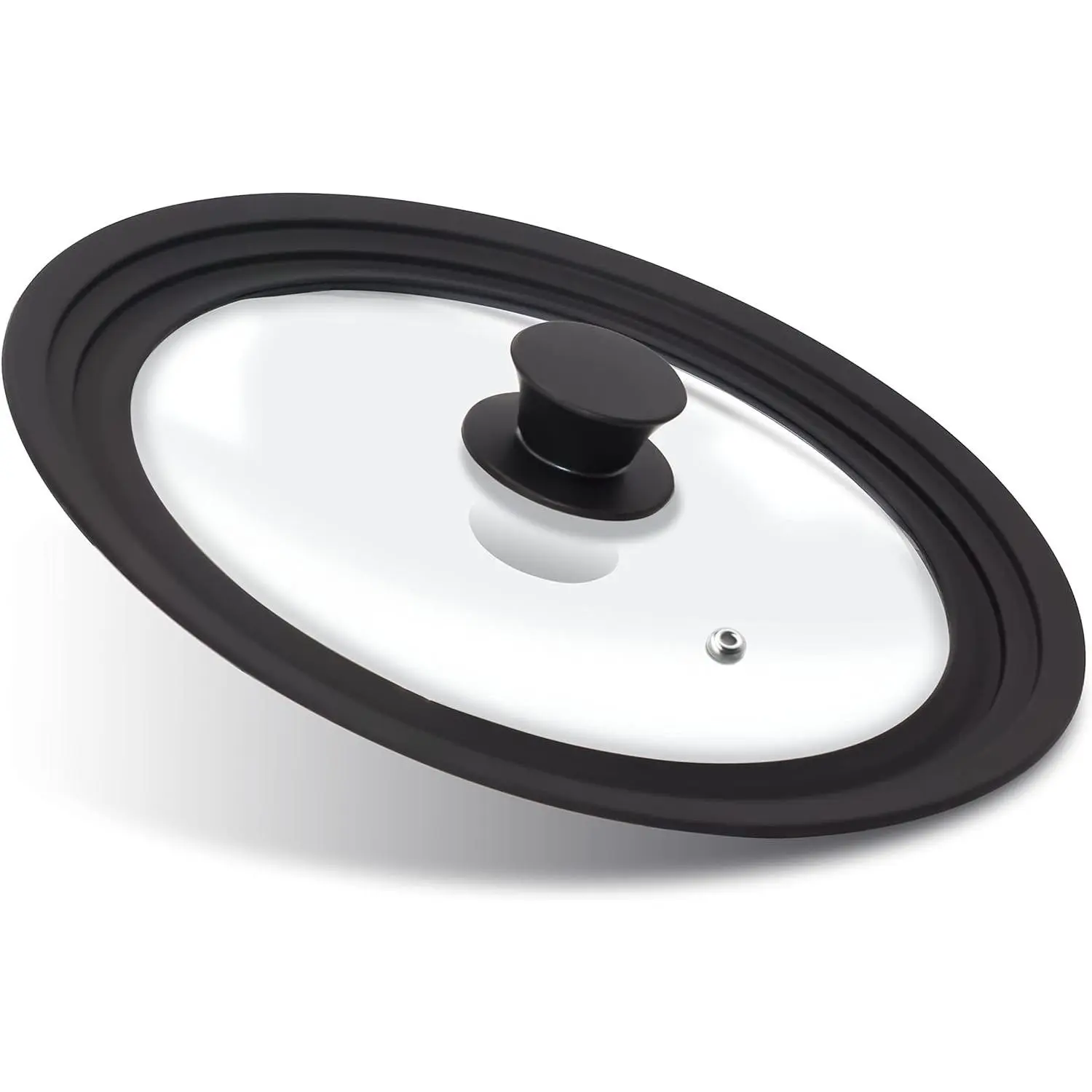 Silicone Universal Lid for Pots, Pans and Skillets - Tempered Glass Covered with Heat Resistant Silicone Rim Fits 9.5", 10" and 11" Diameter Cookware -Easy to Use Replacement Frying Pan Cover
