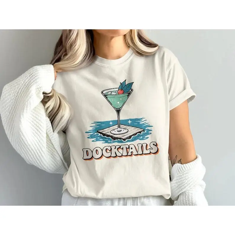 [100% Cotton] 180gsm Lightweight Unisex Short-Sleeve Casual T-Shirt - Minimalist Essential Simple Coastal Cocktail Humor Martini Graphic Comfort Colors Sports Top, Shortsleeve, Fabric, Soft, Round Neck, Breathable, Print, Classic White, Tee