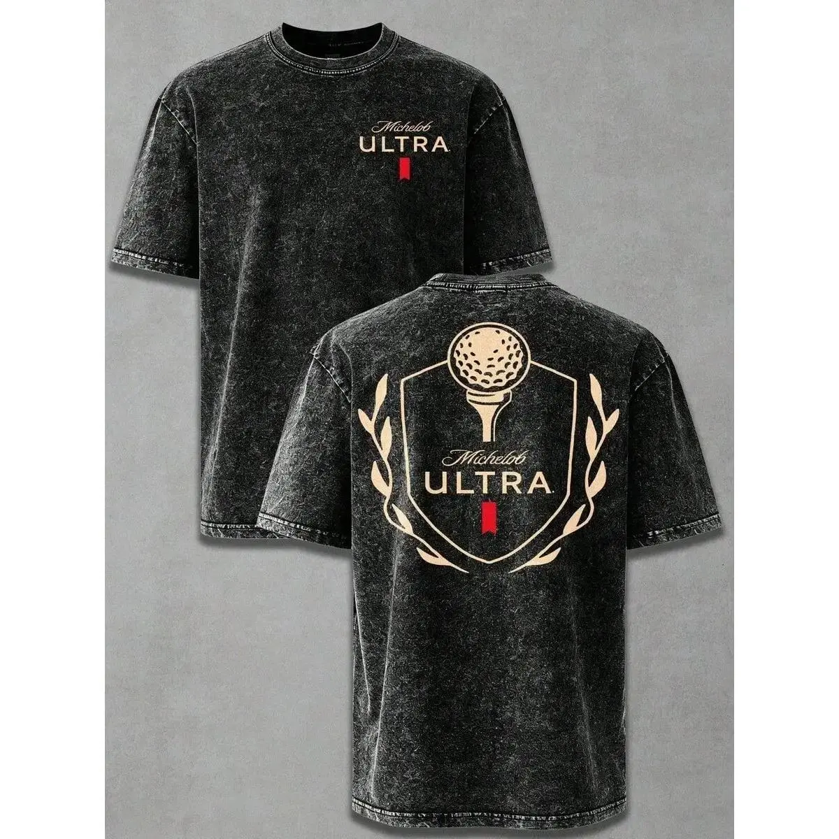 2026 New Arrival Michelob Ultra Golf Ball Wash Cotton Vintage Distressed Oversized Graphic Tee Men's Short Sleeve Pure Cotton T-Shirt Loose Fit, Retro Sports Streetwear Vintage Casual Golf Beer Aesthetic Baggy 100% Cotton Pullover Gift