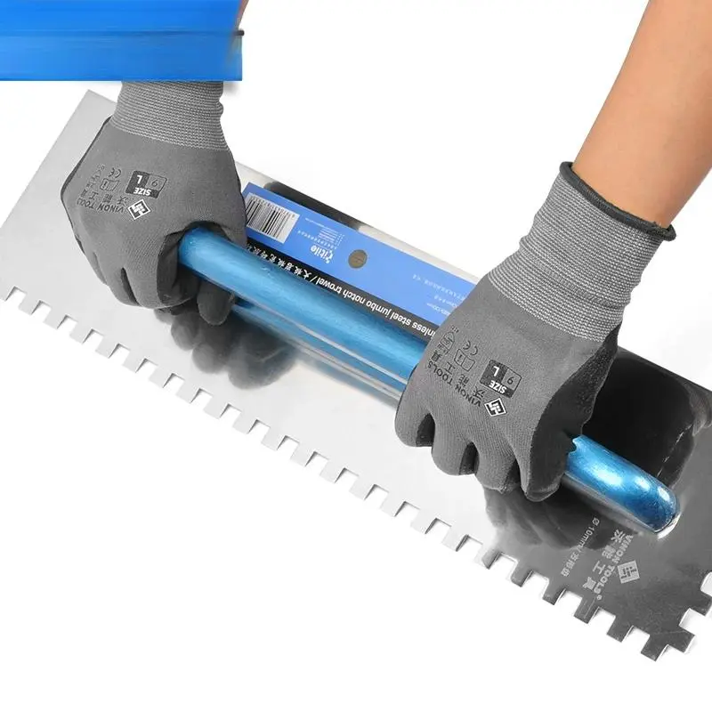 Jumbo Square Notched Trowel 19" Stainless Steel with Closed Wooden Handel Tile Installation Tools for Large Format Tiles