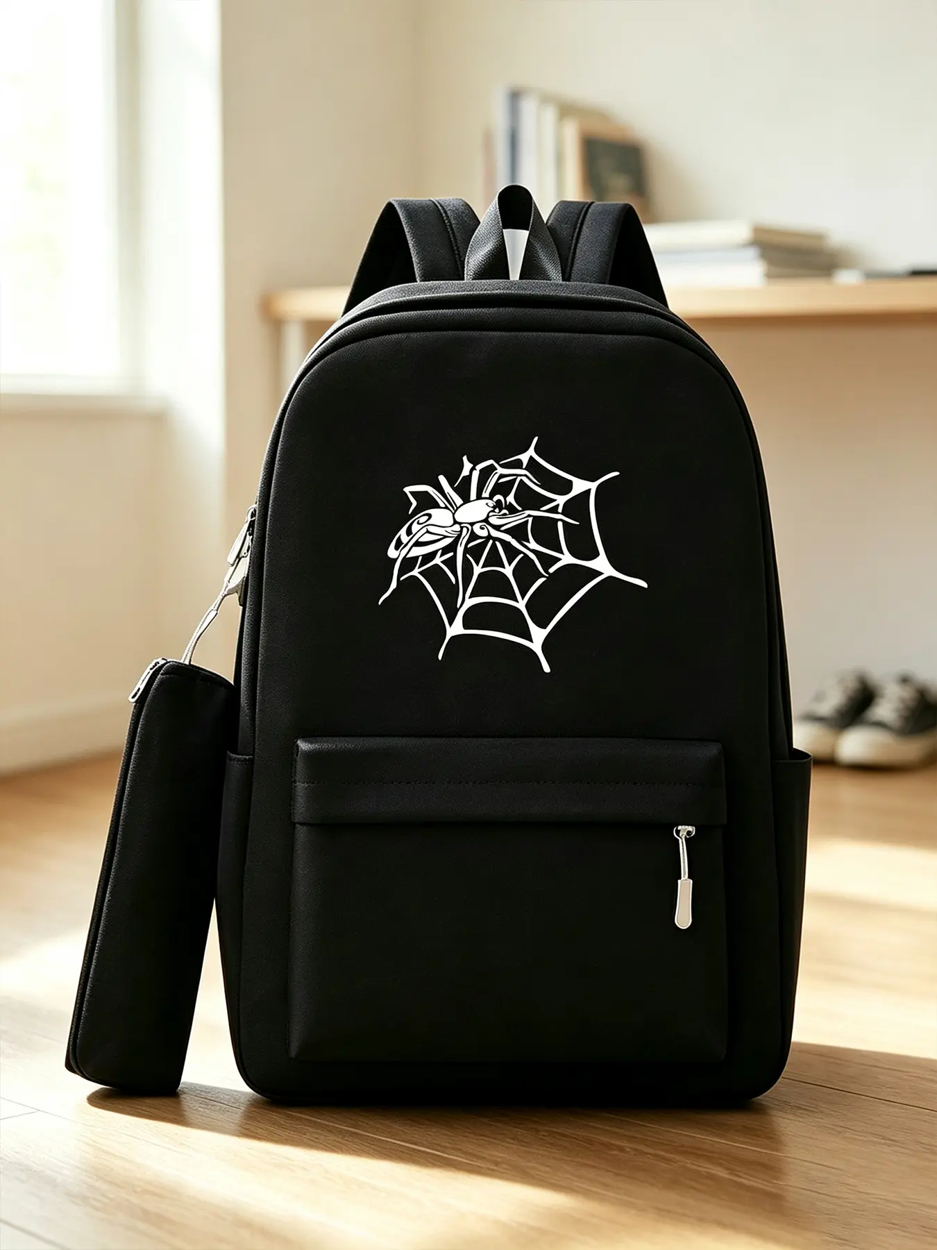 Spider‑Web Print Fashion Backpack, Unisex Portable Daypack, Laptop Bag for Commute, School, Outdoor Travel Trip, Casual Backpacks