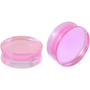 Pink Glass Ear Plugs Tunnels for Women Men Double Flared Saddle Ears Gauge Plug Stretcher Expander Piercing Body Gifts
