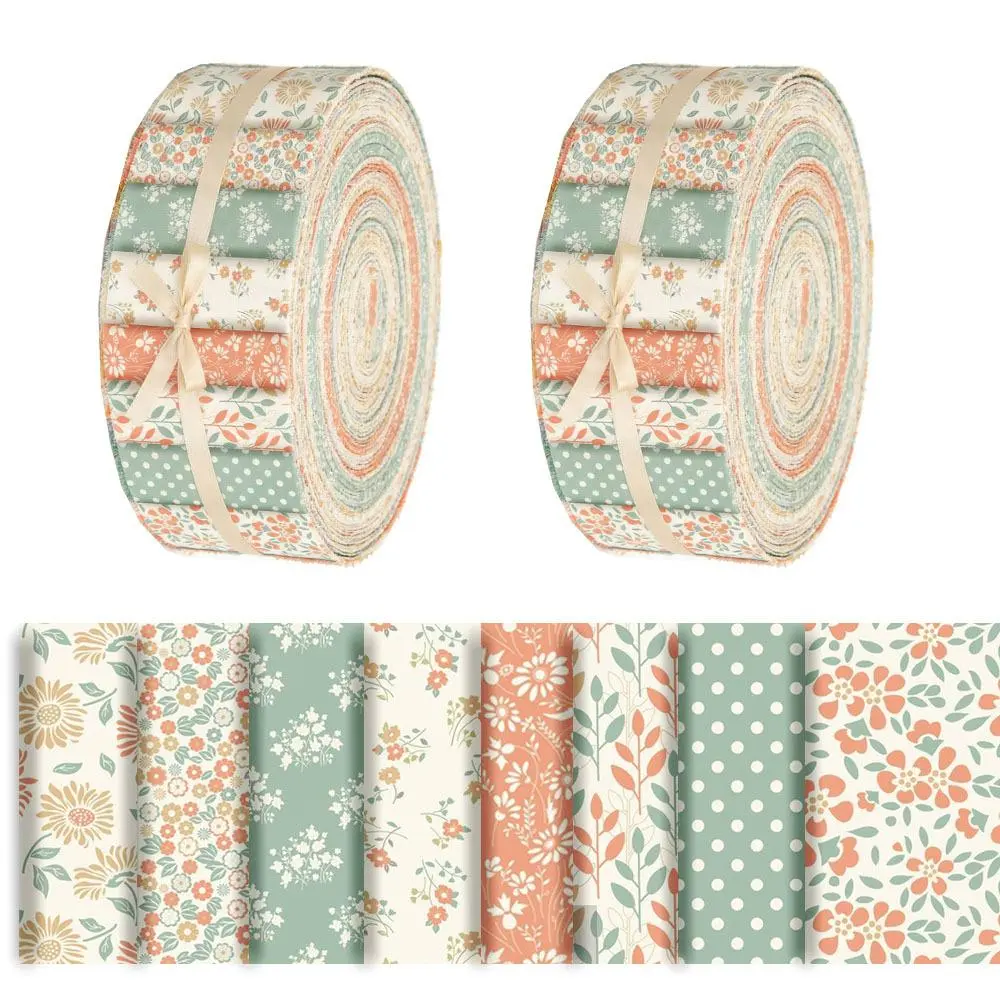 40PCS Glam Cottagecore Floral Precut Fabric Strips (2.5x19.7in) - Shabby Chic Quilting Fabric Bundle for Craft Enthusiasts, DIY Patchwork, Sewing Crafts & Crochet, Hand Wash Only, 19.7 Inch