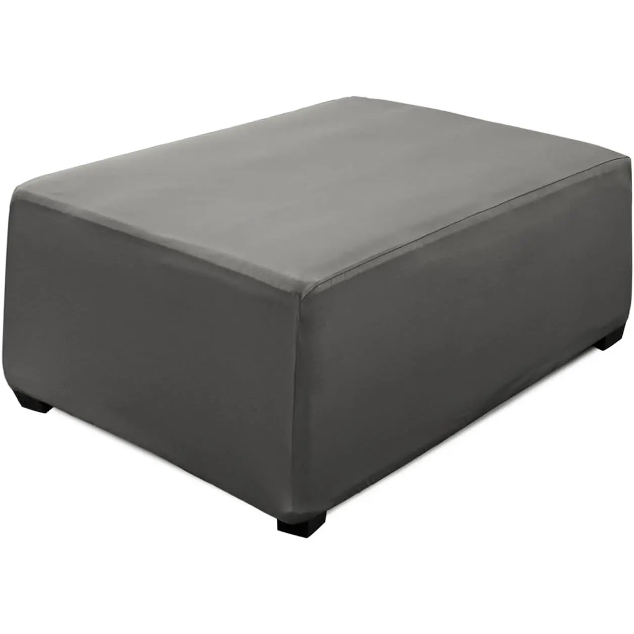 Stretch Ottoman Cover- Soft Form Fit Ottoman Cover Rectangular Ottoman Slipcovers for Folding Furniture, Footstool Cover with Nonslip Elastic Bottom (Small, Light Gray)