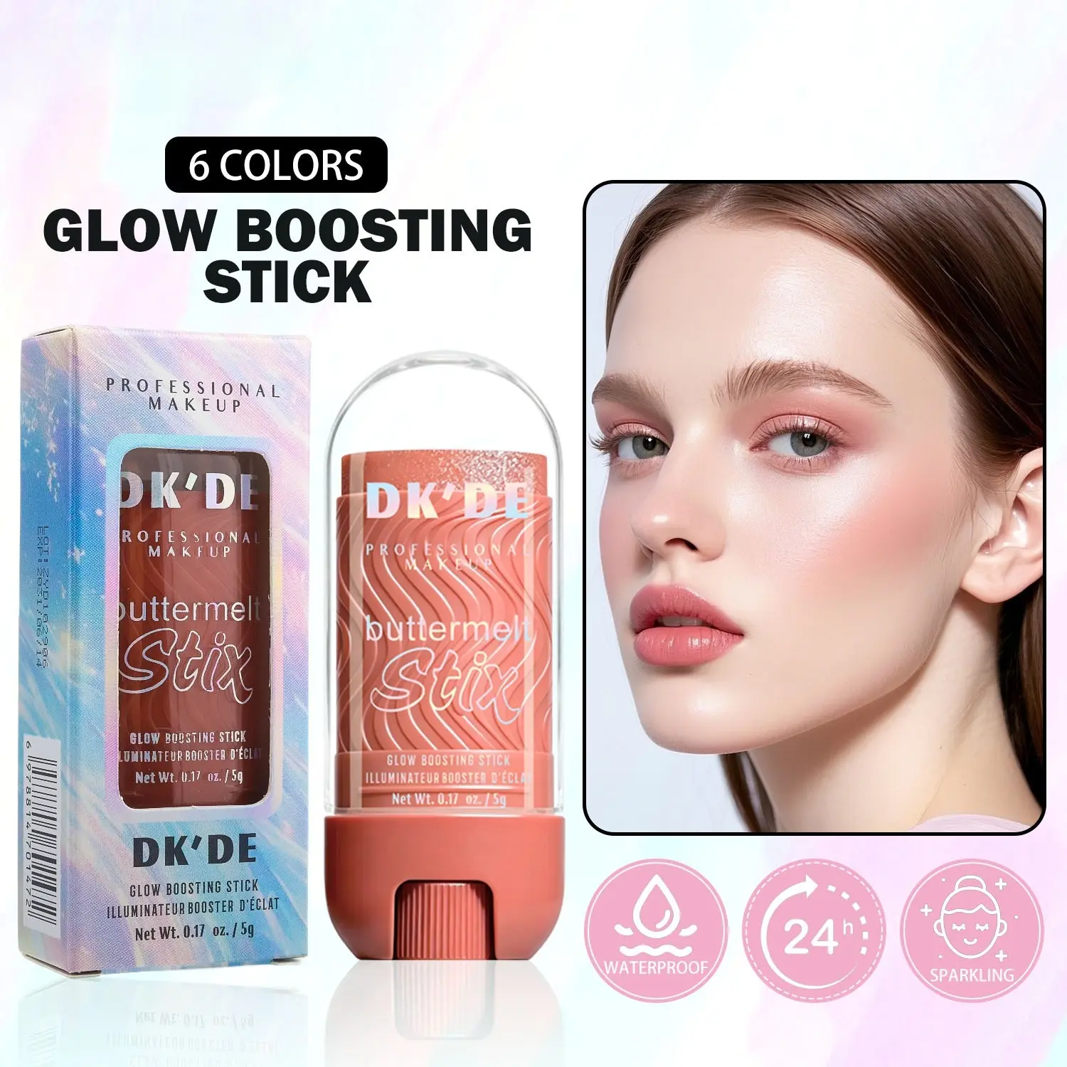 6-Color Cream Blush & Highlighter Stick, Multi-Purpose Facial Makeup Stick, Easy to Apply, Waterproof & Long-Lasting Transfer-Resistant, Enhance Natural Rosy Radiance
