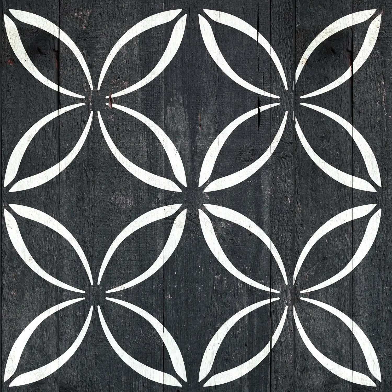 2 Pcs 12" x 12" Tile Stencil Painting Stencil for Walls and Floors - Reusable - Stencils for Painting - Stencil for Home Decor (Lotus Quatrefoil)