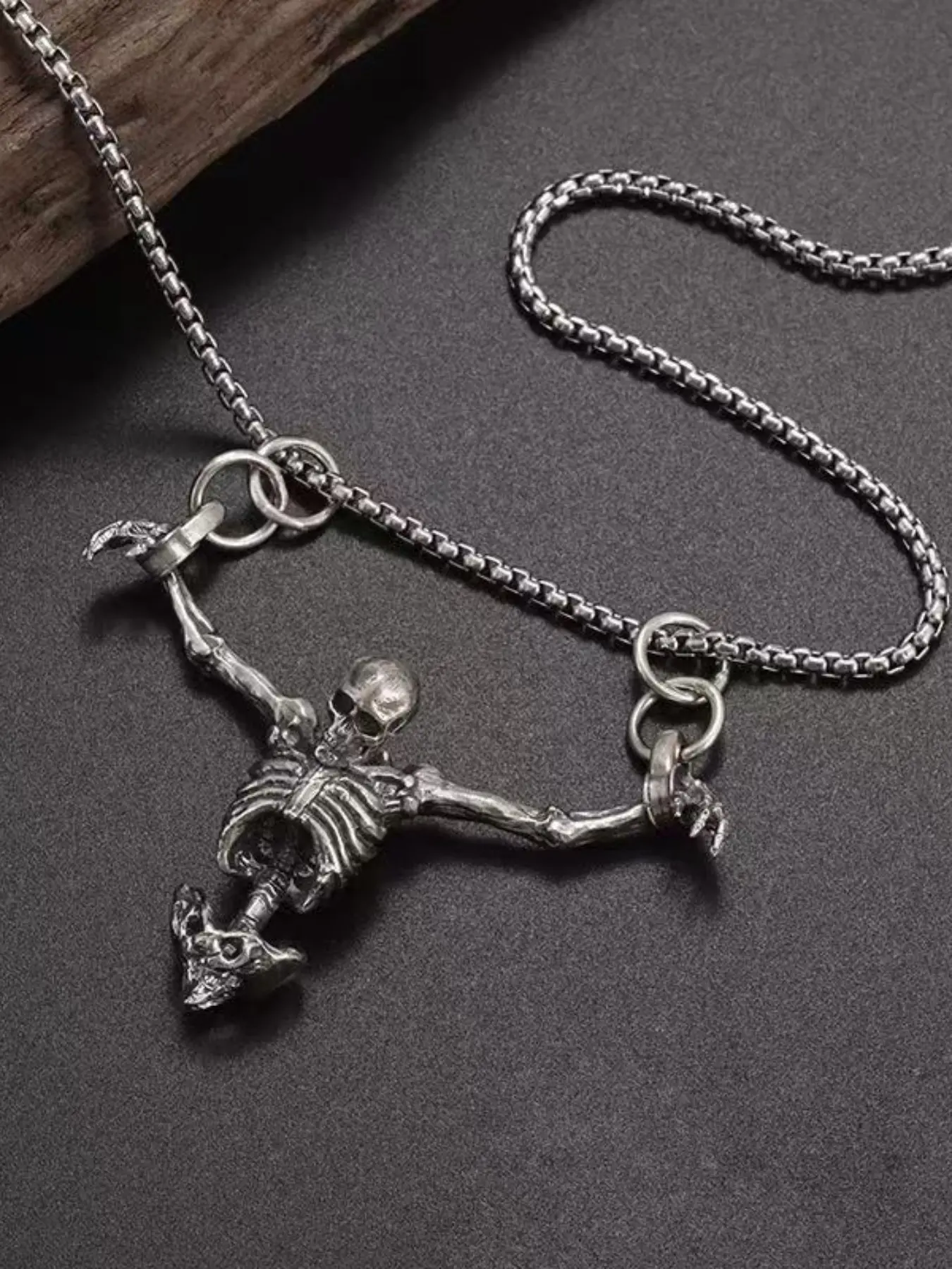 Vintage Skull Chunky Necklace, Bold Gothic Punk Design, Unisex Pendant Jewelry, Unique Dark Fashion Accessory, 1pcs Retro Skeleton Chain, Chain Necklaces