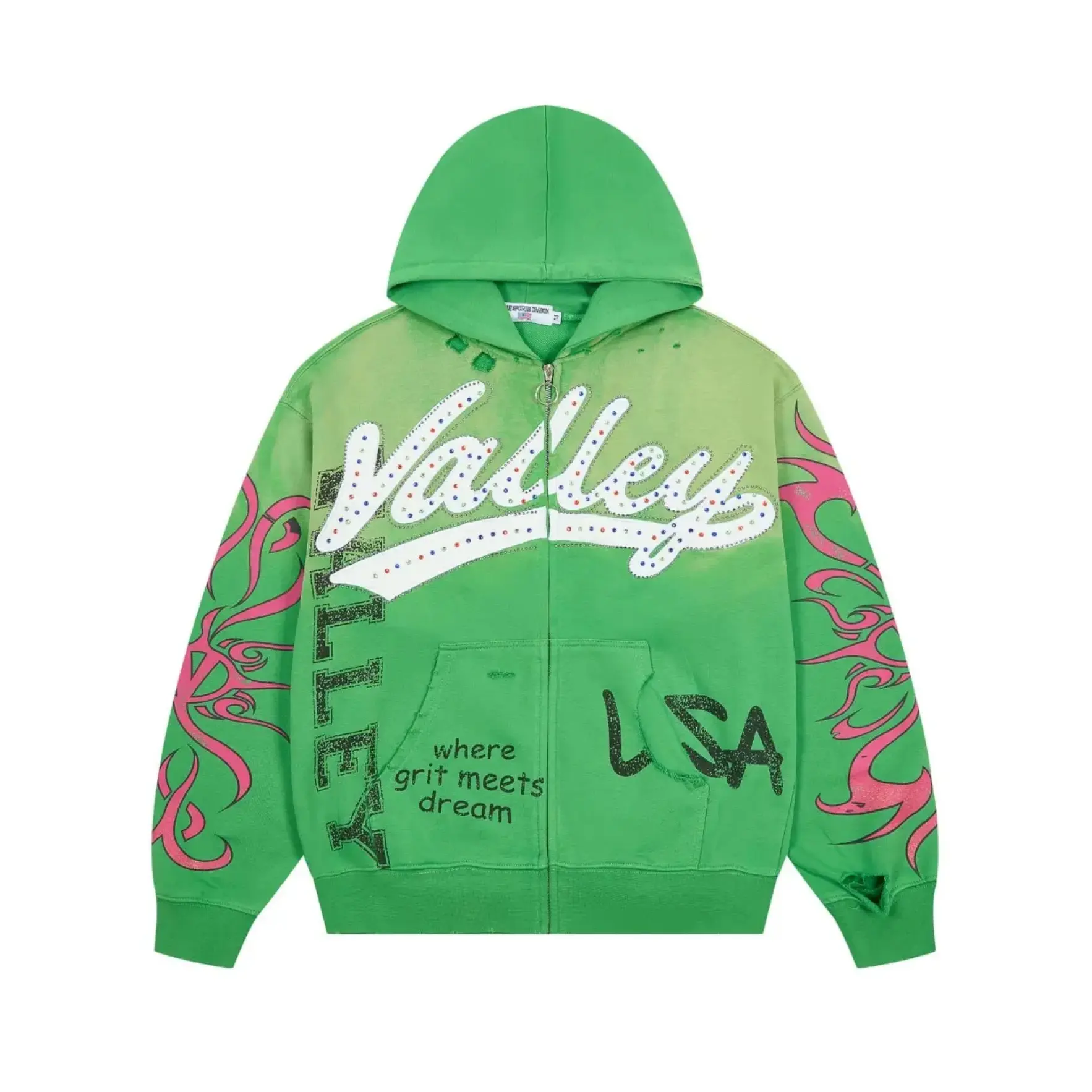VALE Forever Inferno Zip Up Hoodie 100% Cotton Loose Oversized Y2K Vintage Wash Letter Embroidery Hooded Sweatshirt Autumn Winter Casual Hip Hop Streetwear Jacket Top Men Women Unisex,back to school,back to school haul