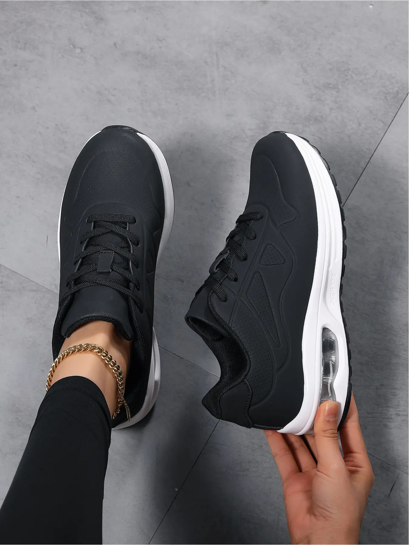 Women's Air Cushion Platform Sneakers, Lace-Up Shock Absorbing Running Shoes, Cushioned Running Shoes for Sports & Daily Life