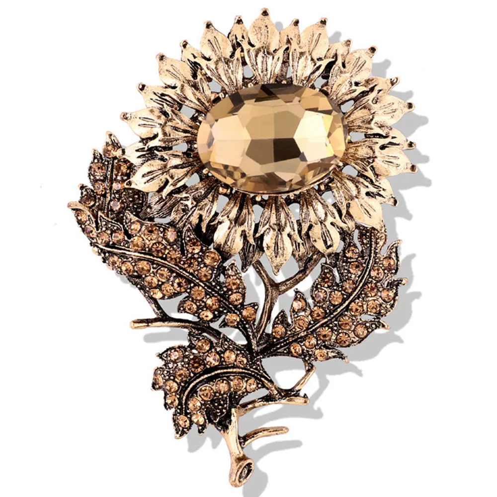 Vantage Flower Series Brooches Romantic Style Brooch Women Sunflower Pin Jewelry