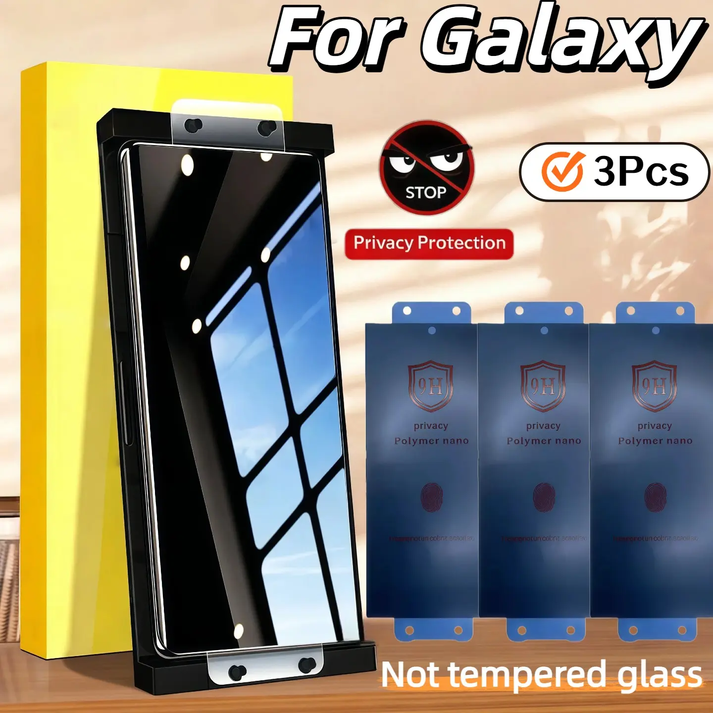 3-Pack Anti-Spy Ceramic Smartphone Screen Protector for Samsung Galaxy S8/s9+/s10+/s20+/s21+/s20 Ultra/s21 Ultra/s22 Ultra/s23+/s24+/s25 Ultra, Easy Install, Durable, Privacy Protection, Mobile Phone Accessories