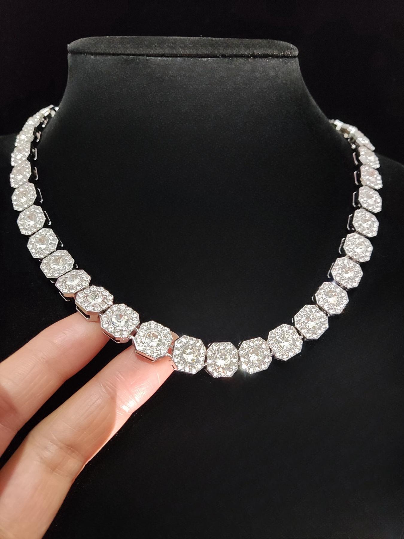 Men's Street Style Artificial Zircon Inlaid Cross Pendant & Cuban Chain Necklace, Cross Charm Necklace, Fashion Jewelry for Party, Daily Decor, Trendy All-match & Exquisite Jewelry for Birthday Gift