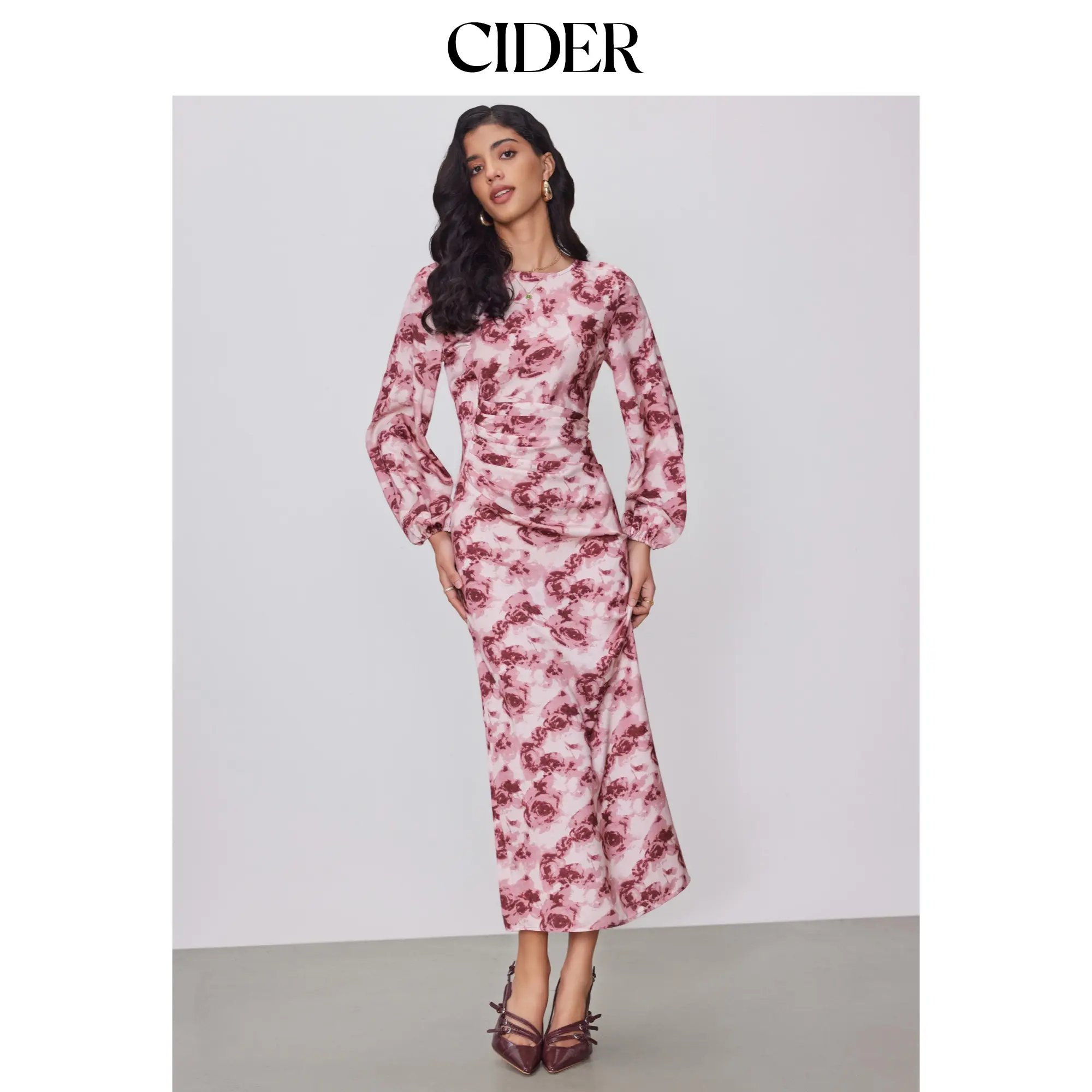 Cider [size 0-10] Floral Ruched Maxi Dress SummerFinds