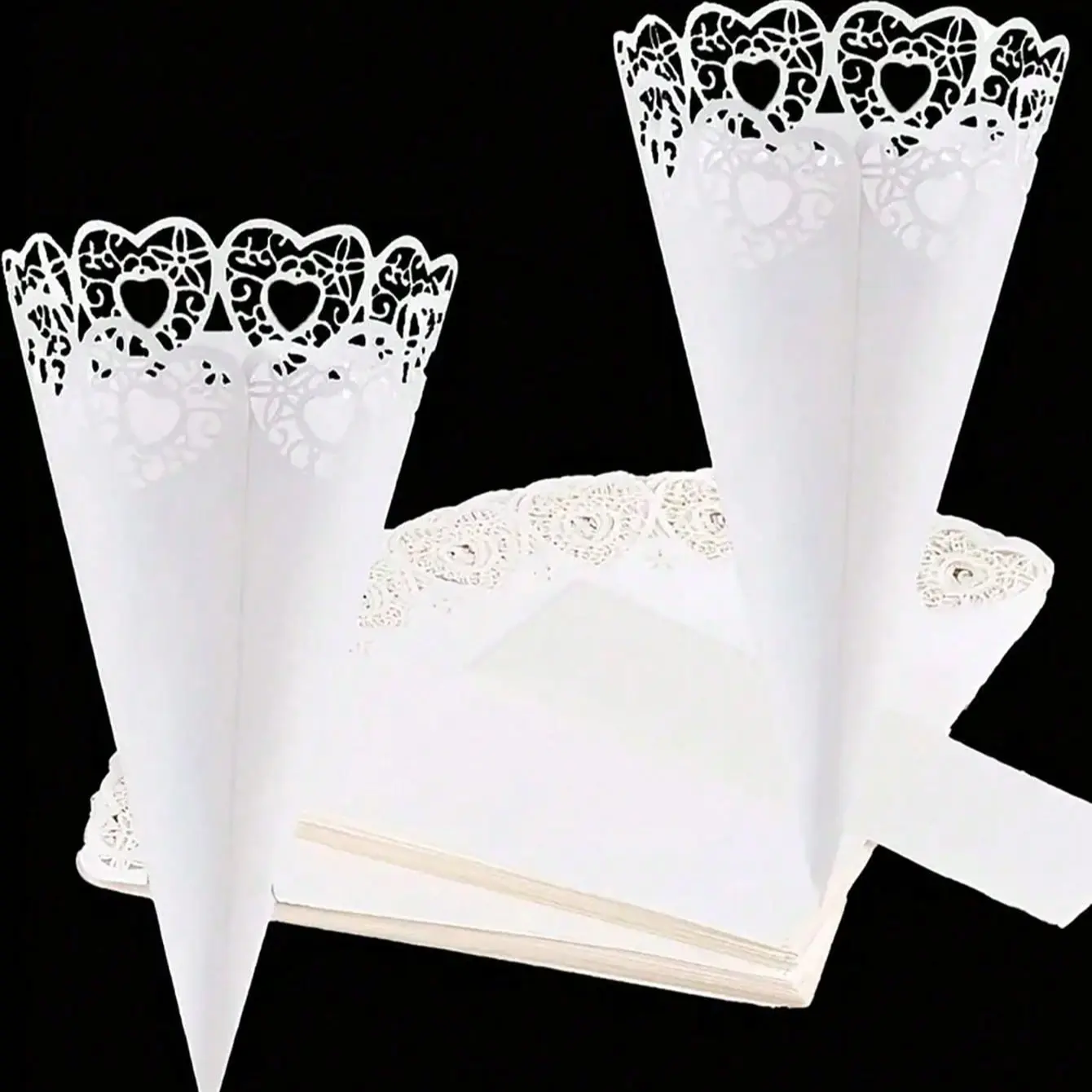 10pcs Elegant Rustic Wedding Confetti Cones, Heart Butterfly Flower Design, Petal Bouquet Display, Wedding Anniversary Decorations