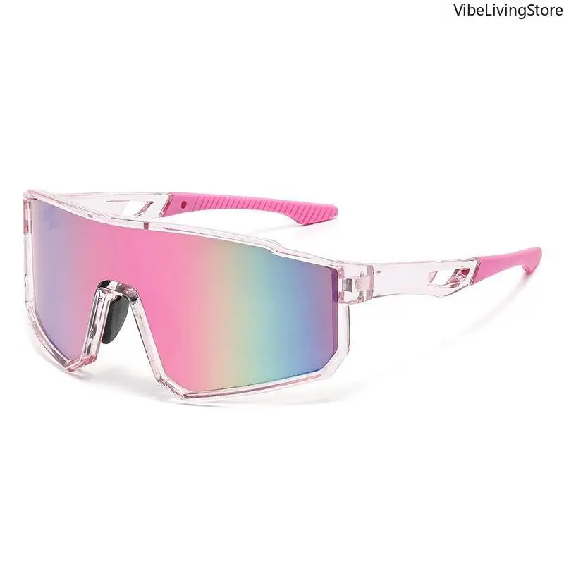 Unisex 1-Piece Sports Eyewear - UV400 Shield, Windproof Colorful Lens Outdoor Cycling Shades for MTB Biking, Driving, Riding Glasses