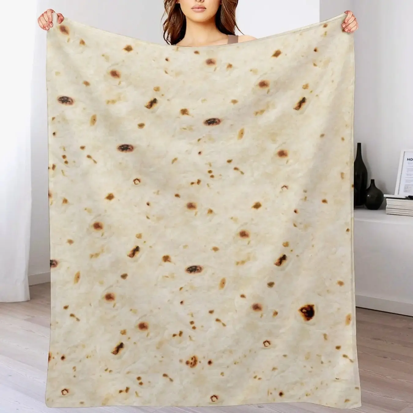 Burrito Taco Flannel Blanket, Funny Tortilla Wrap Throw Blanket, Ultra Soft Food Theme Fleece Blanket, Cozy Sofa Bed Blanket, Unique Gift for Adults Teens