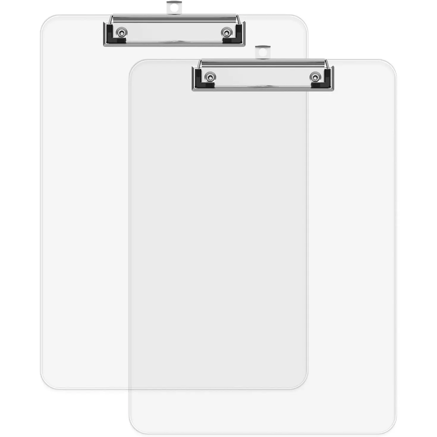 A4 Plastic Clipboard 2 Pack 8.5 x 11 Clear Colored Clip Boards with Low Profile Clip Letter Size for Classroom Teacher Students School & Office Supplies