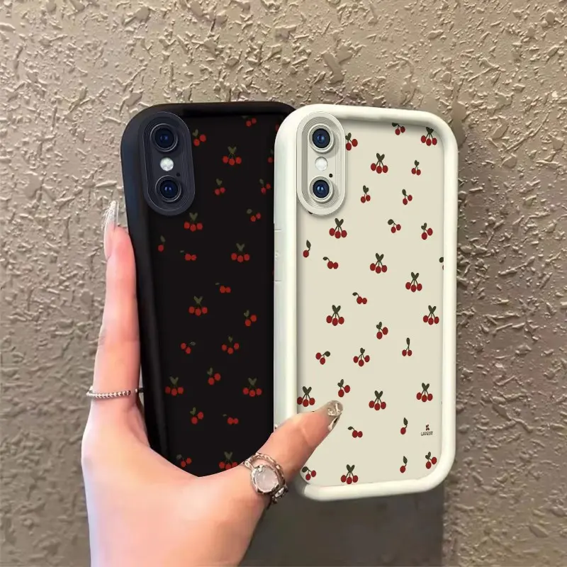 ROOJTLPCL Durable Smartphone Casing for iPhone X/XS/XS Max, Shockproof TPU Handheld Cell Phone Accessory with Cute Cherry Print, Celestial Eye Layered Soft Silicone for Device Protection