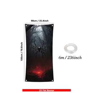 Giant Dark Venomous Spider & Cobweb Pattern Halloween Front Door Banner, Perfect as Halloween Decorations, Haunted House Prop, Party Backdrop, Yard Decor, Photography Background, Porch Sign, Window Display, Ideal for Creating Spooky and Thrilling Atmosphe