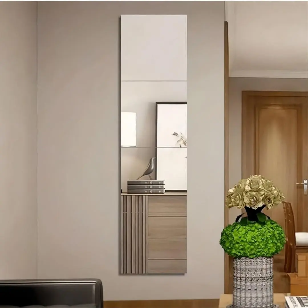 Full-Length Self-Stick Wall Mirror Acrylic, Frameless Privacy Reflective Mirror for Bedroom Gym Bathroom, 1/2/4 Pieces Set