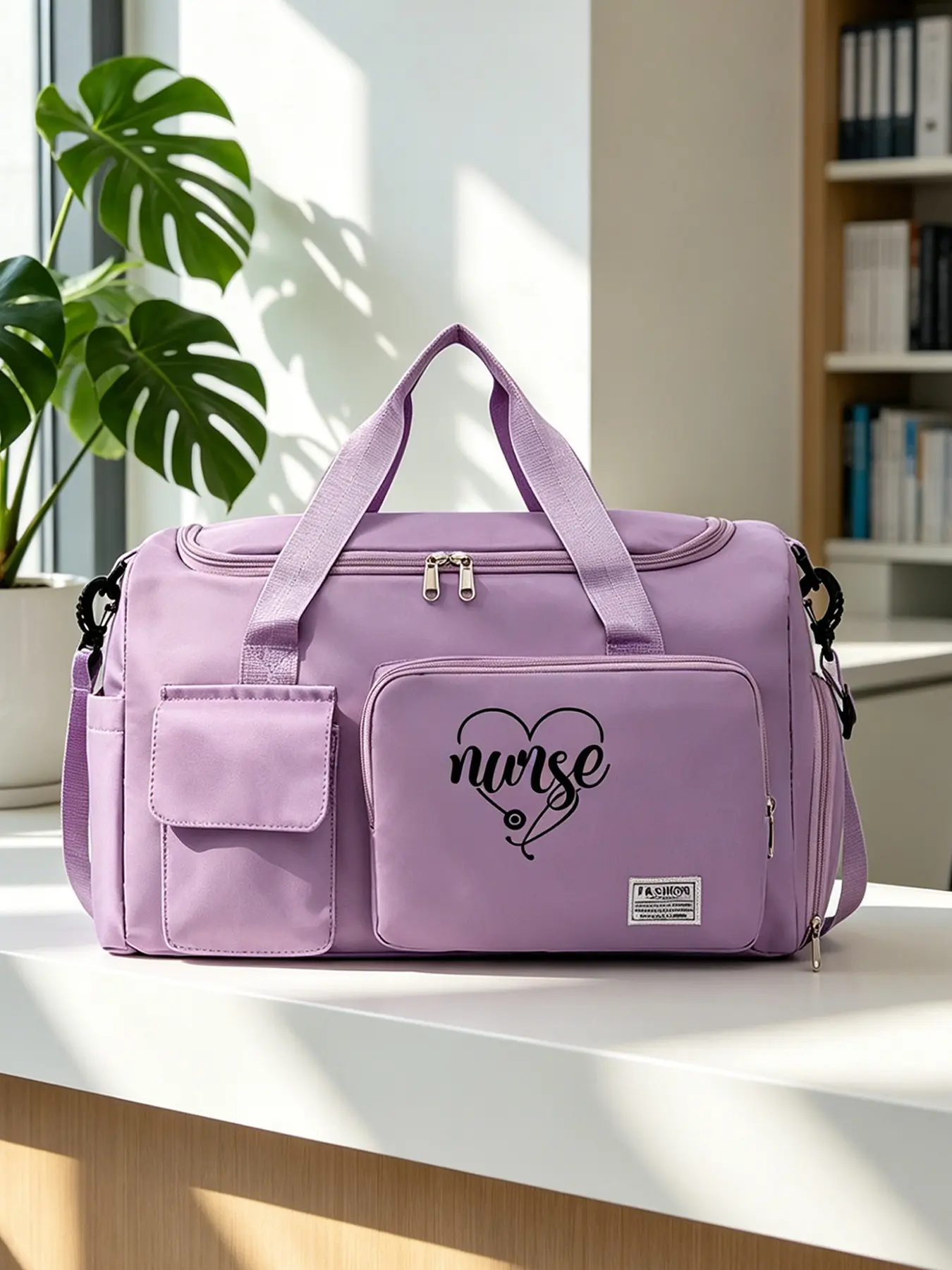 Nurse Theme Large Handbag, Medical Theme Bag, Organiser, Organizer, Multi-Pocket Design, Adjustable Strap, Zipper Storage Bag, Multipurpose Storage Bag, Ideal Gift for Nurses and Healthcare Workers