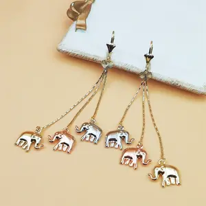 ins cold wind lucky baby elephant earrings earrings, gold female long temperament fashion personalized earrings