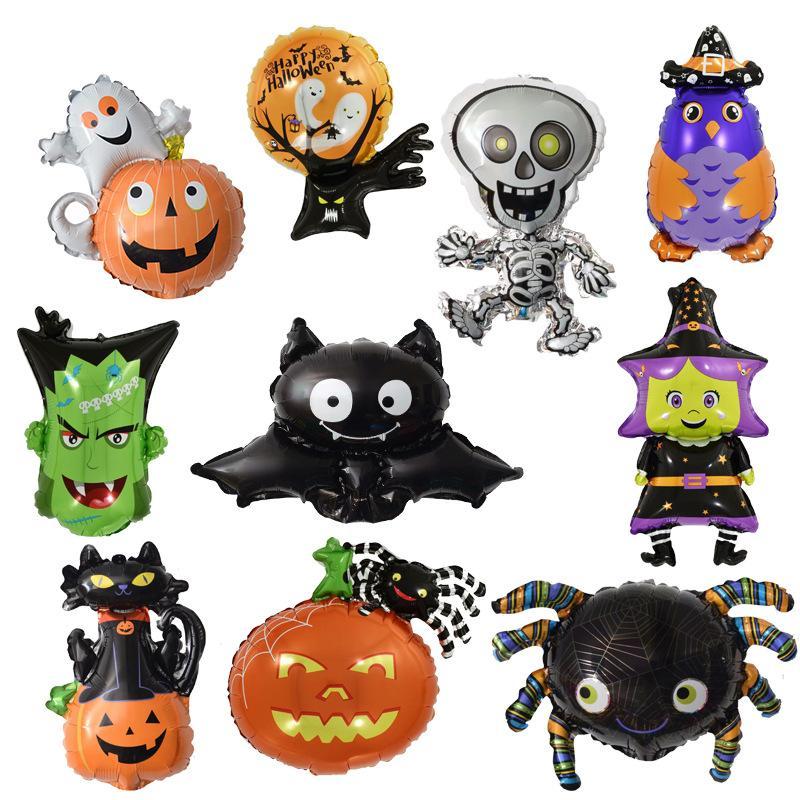25Pcs Mini Halloween Pumpkin Ghost Foil Balloons Bat Skull Pumpkin Air Globos Kids Toys Horror Halloween Night Party Decorations