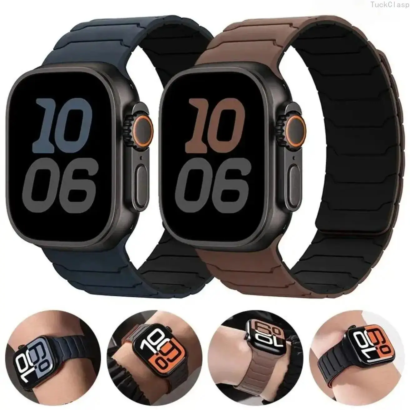 Magnetic Adjustable Silicone Watch Band Only, Soft Comfortable Replacement Strap, Compatible with Apple Watch Series 7–10, SE & Ultra 2 (38–49mm), Durable Wristband for Everyday & Spring Wear