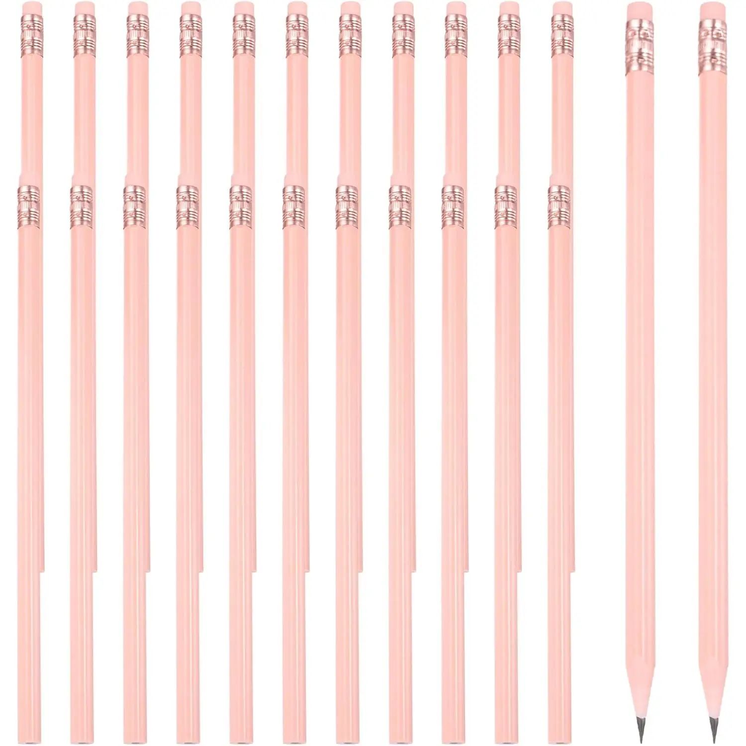 Round Pencils, 24 count Triangle HB Graphite Pencil Wooden Pencils with Eraser for Classroom Office Writing Drawing Supplies,