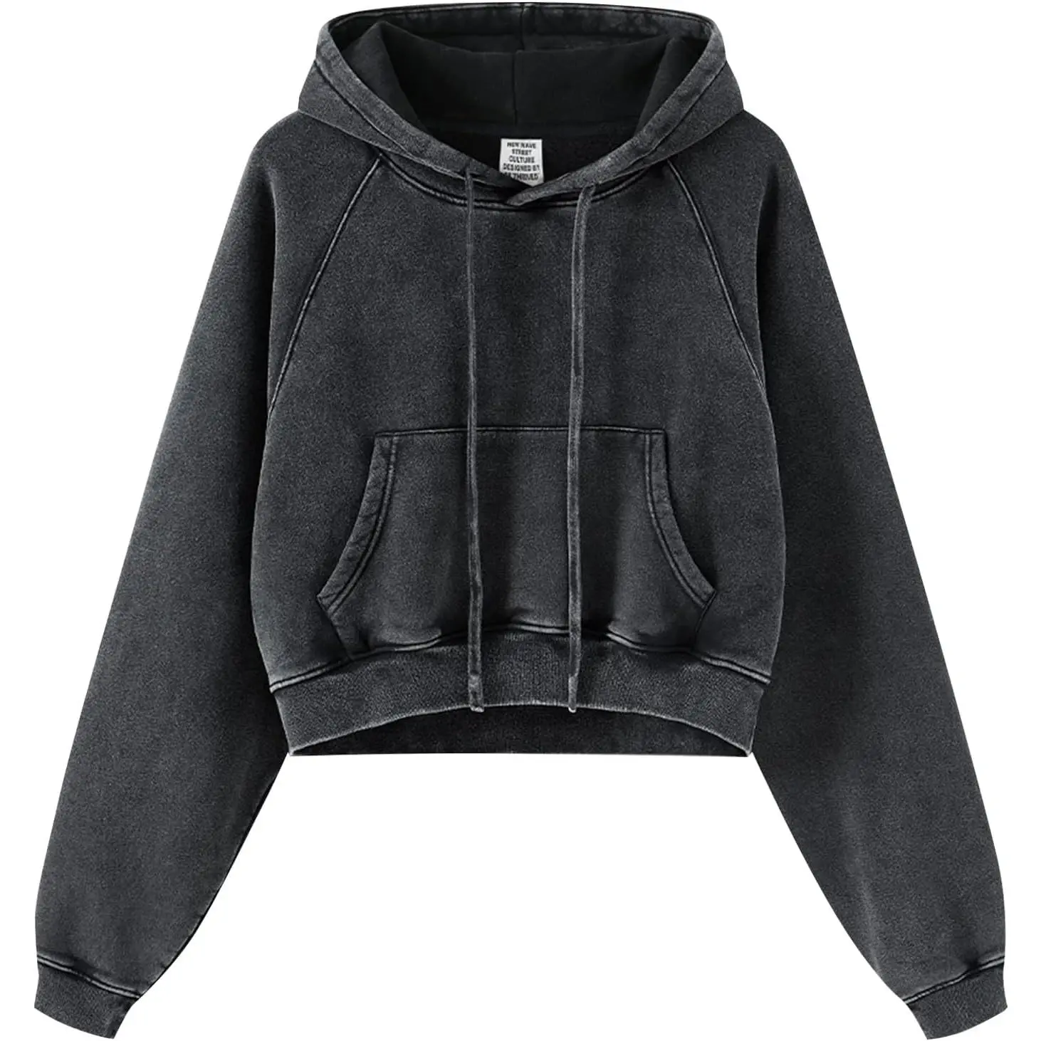 Yimoon Women's Cropped Hoodie Acid Wash Fleece Lined Oversized Short Pullover Sweatshirt