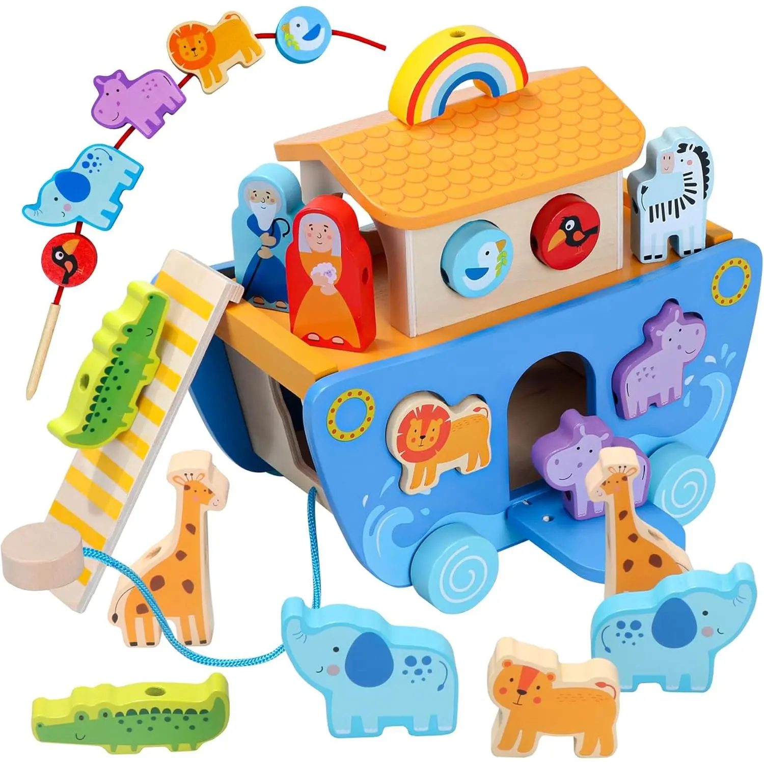 Noah's Ark Toy with Animal Shape Sorter,Baptism Gifts  1 2 3 4 Years Old,Montessori Toys  Toddlers,Baptism Gifts  Boys and Girls,24 Months Babies early educational