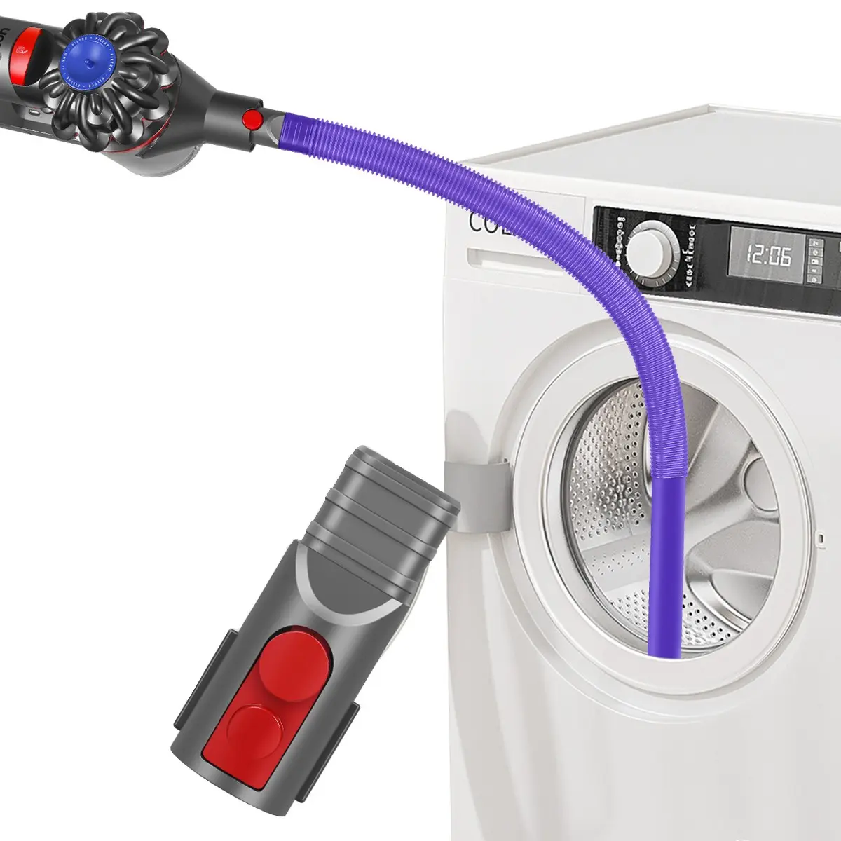 Dryer Vent Cleaner Kit, Laundry Flexible Vacuum Hose Attachment for Dyson V15 V11 V10 V8 V7, Lint Remover, Essential Cleaning Tool