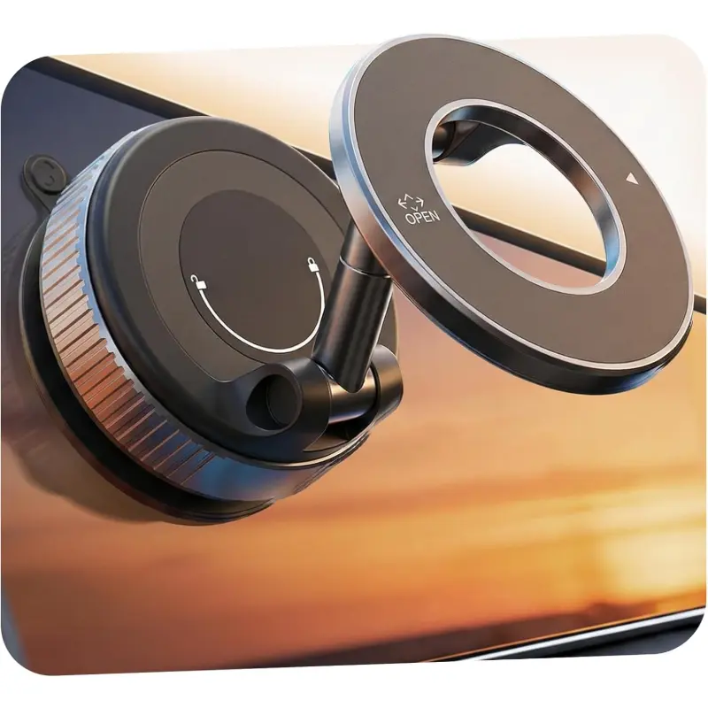 Magnetic Phone Mount for Car - Sticky Nano Gel, Vacuum-Seal Twist Lock, 360° Adjustable Heavy-Duty Dashboard Accessory Mounts & Holders for MagSafe iPhone 17 16 15 Pro Max, Hands Free Driving Essentials