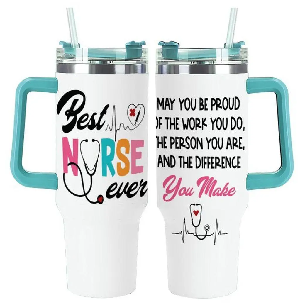 Best Nurse Ever Tumbler, Inspirational Nurse Gift Stainless Steel Travel Cup, Healthcare Worker Appreciation Gift For RN Nurse Nursing Student