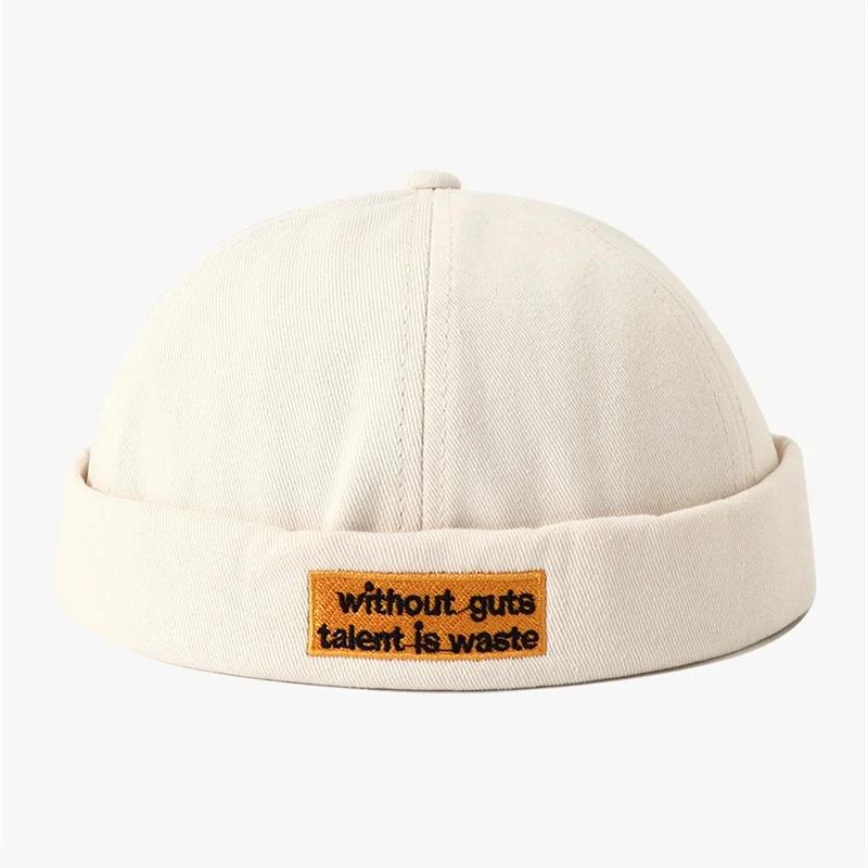 Classic Letter Embroidery Docker Brimless Cap Hat Retro Street Style Spring Summer Outdoor Unisex Adjustable Skullcap Gorras Y2K