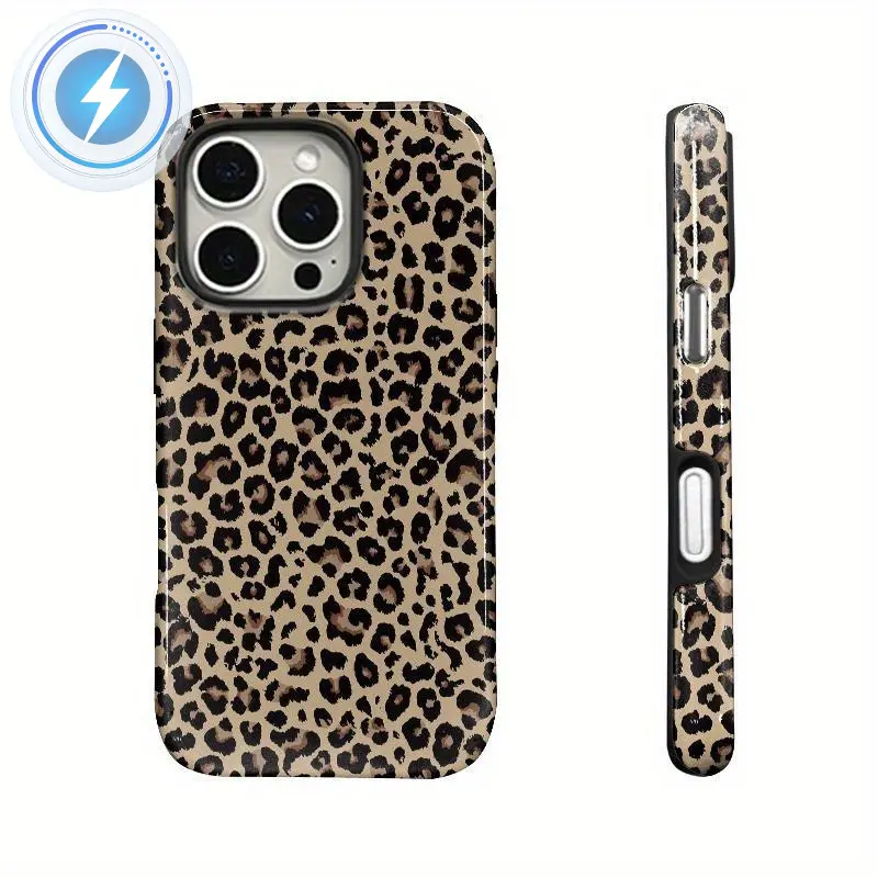 MagSafe Phone Case Fashion Leopard-pattern Phone Case, 2 in 1 Shockproof Phone Protective Cover, Phone Accessories Compatible with iPhone 11 12 13 14 15 Pro Max  for iPhone 16 Pro Max