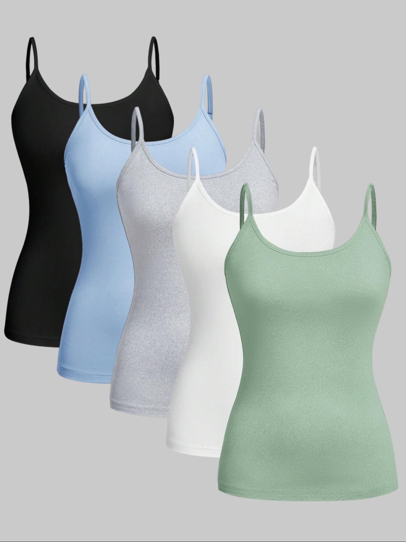 Women's Solid Color Adjustable Spaghetti Strap Knit Cami Top, Casual Sleeveless Top for Daily Wear, Ladies Clothes for All Seasons, Womenswear