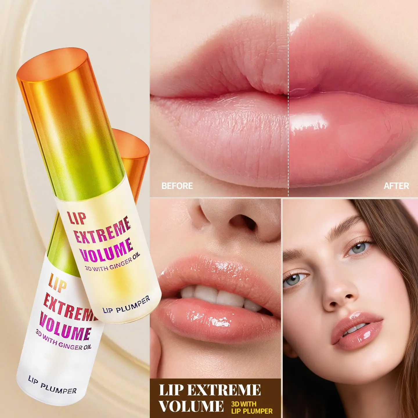 Instant Plump Effect - High Gloss Lipstick for All Skin Types, Sensitive Skin, Easy to Apply with Brush Head or Dropper - Sexy Glossy Lips - Enhances Lip Capacity and Elasticity - Instant Plump and Smooth Lips - Vivid Gloss Lip Volumizer Lip Product