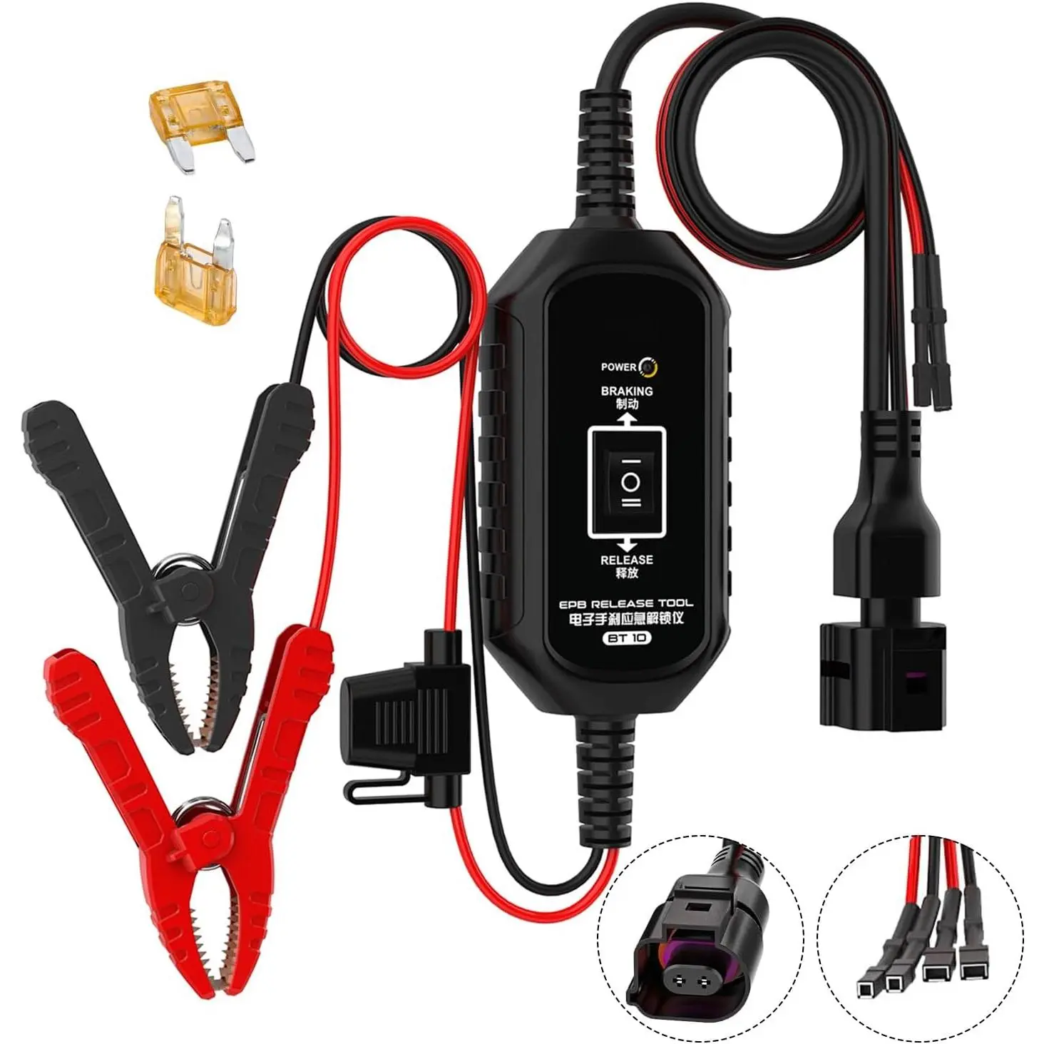 BT10 EPB Emergency Release Tool,Over-Current Protection, Dual-Channel Forward/Reverse Control for Electronic Parking Brake Release and Reset