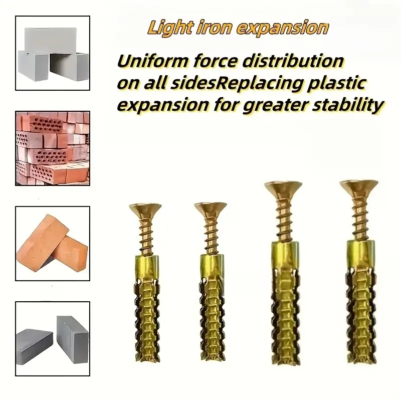 50-Piece Toothed Expansion Anchor Bolt Set, Heavy-Duty Metal Wall Anchors, Anti-Slip Press Screw, High Resilience, Home Repair Tool Kit