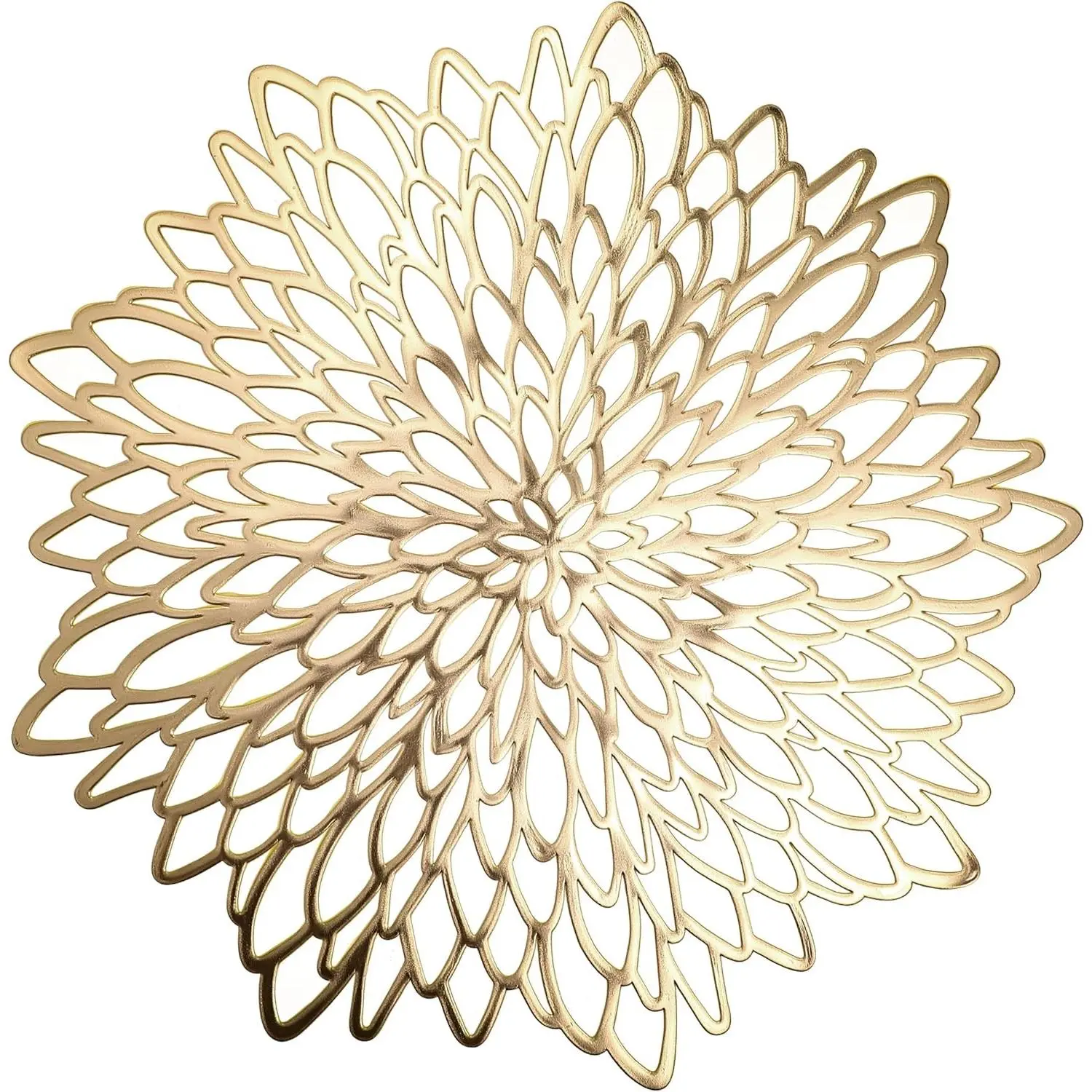 Gold PVC Circular Placemats 4-Piece Set - Heat-Resistant, Water Proof, Washable, Luxury Metallic Glossy Finish for Thanksgiving, Wedding Party Decor