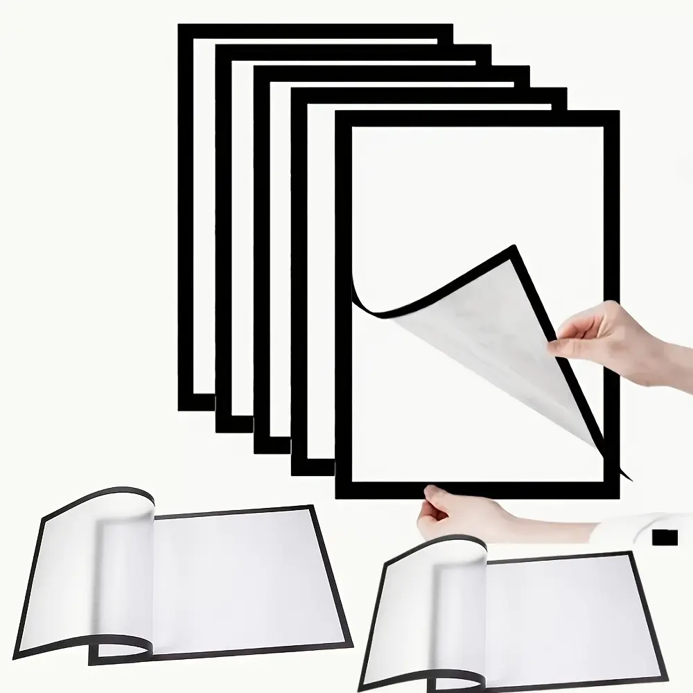 7-Pack A4 Magnetic Self-Adhesive Frames, Portable Lightweight Wall-Mounted Plastic Photo Display, Ideal for Photos, Magnetic Whiteboard, Minimalist Decor