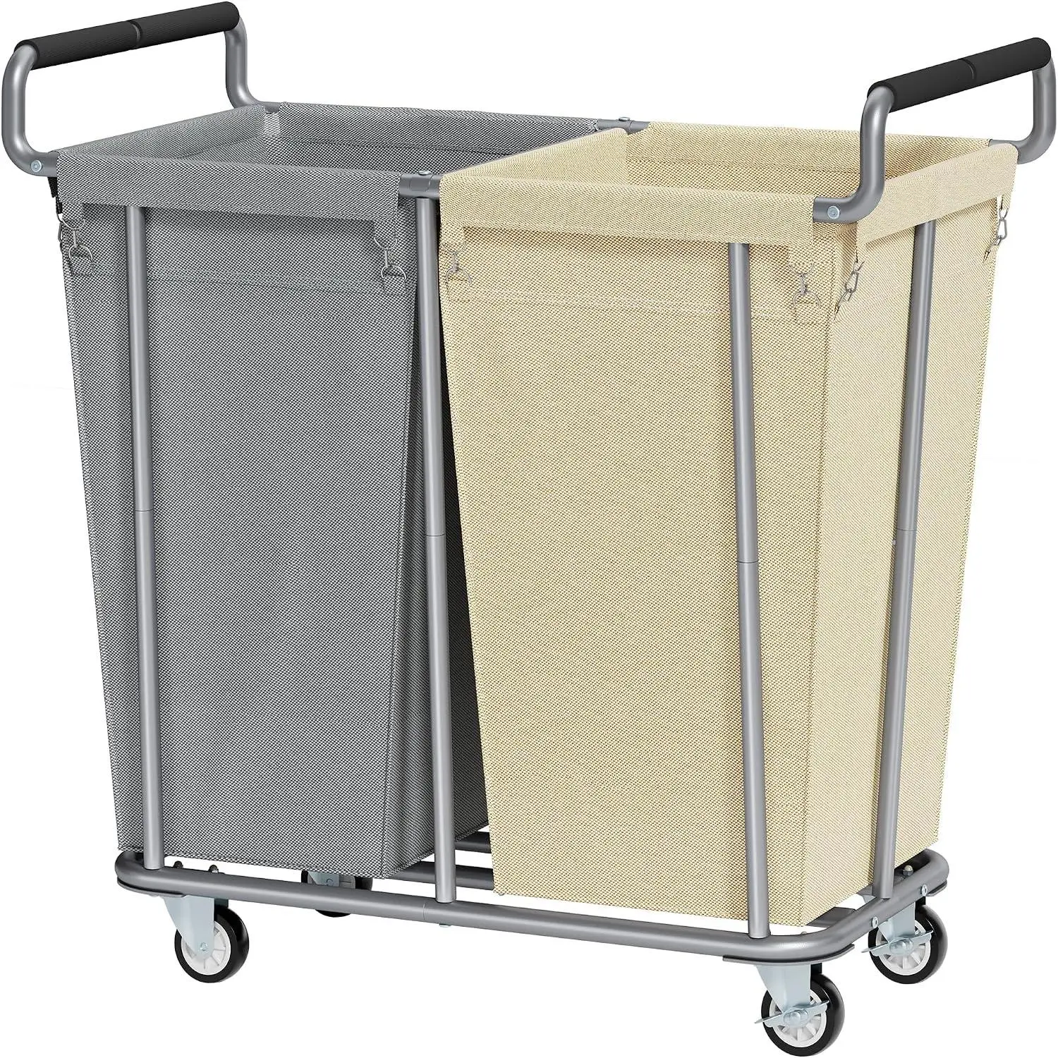 2 Bag 360L Laundry Baskets with Wheels Heavy Duty | Big Rolling Hamper with Removable Bags, Heavy-Duty Steel Frame, Industrial Laundry Basket Organizer for Laundry Room