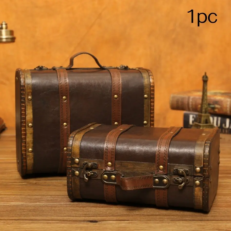 Vintage Wooden Storage Box, Retro Handbag Organizer, Props Case for Role-Playing Games, Photography Prop Box, Antique Style Wood Box