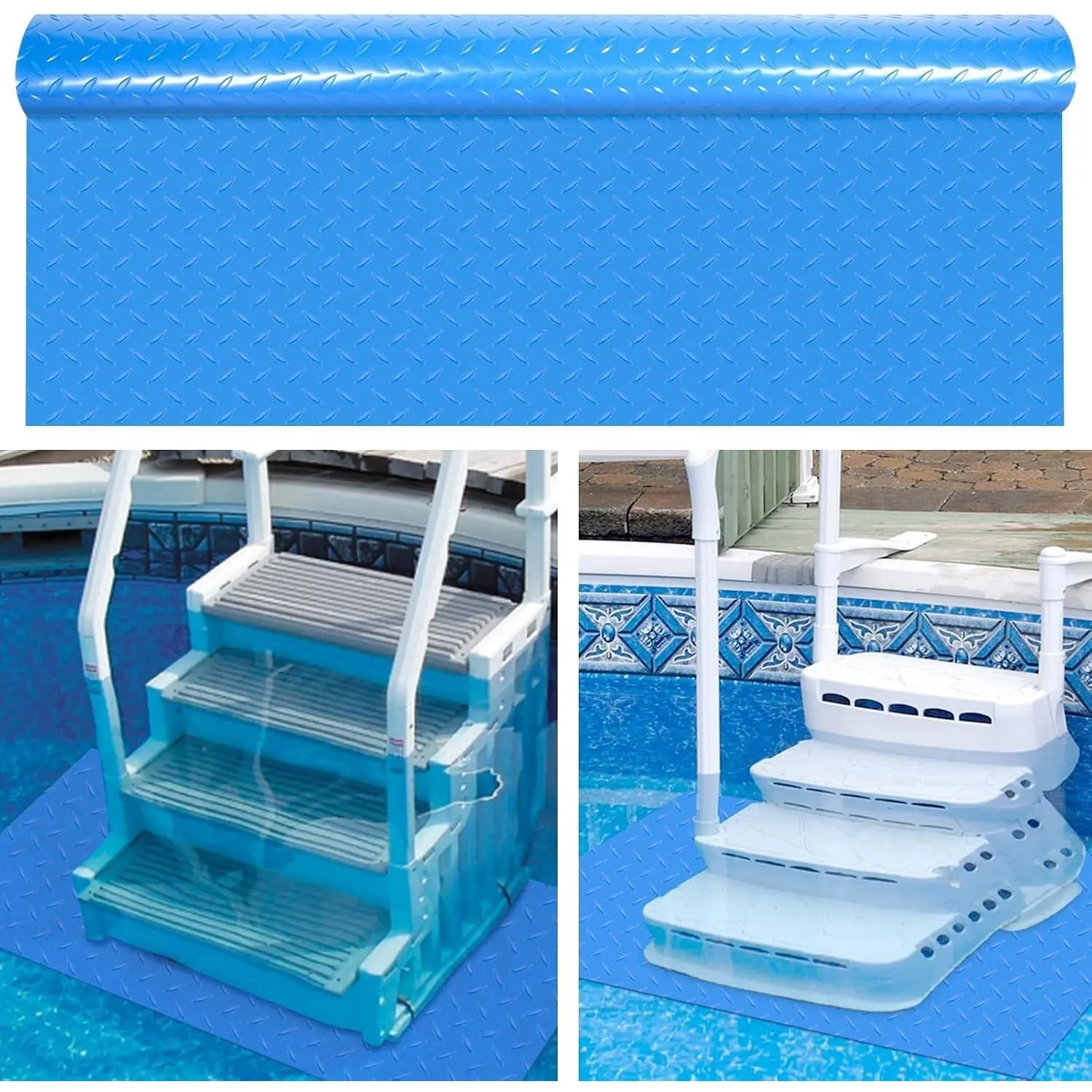 36x36in Swimming Pool Ladder Mat Protective Step Pad for Above Ground Pool Ladder Pad Vinyl Non-Slip Liner