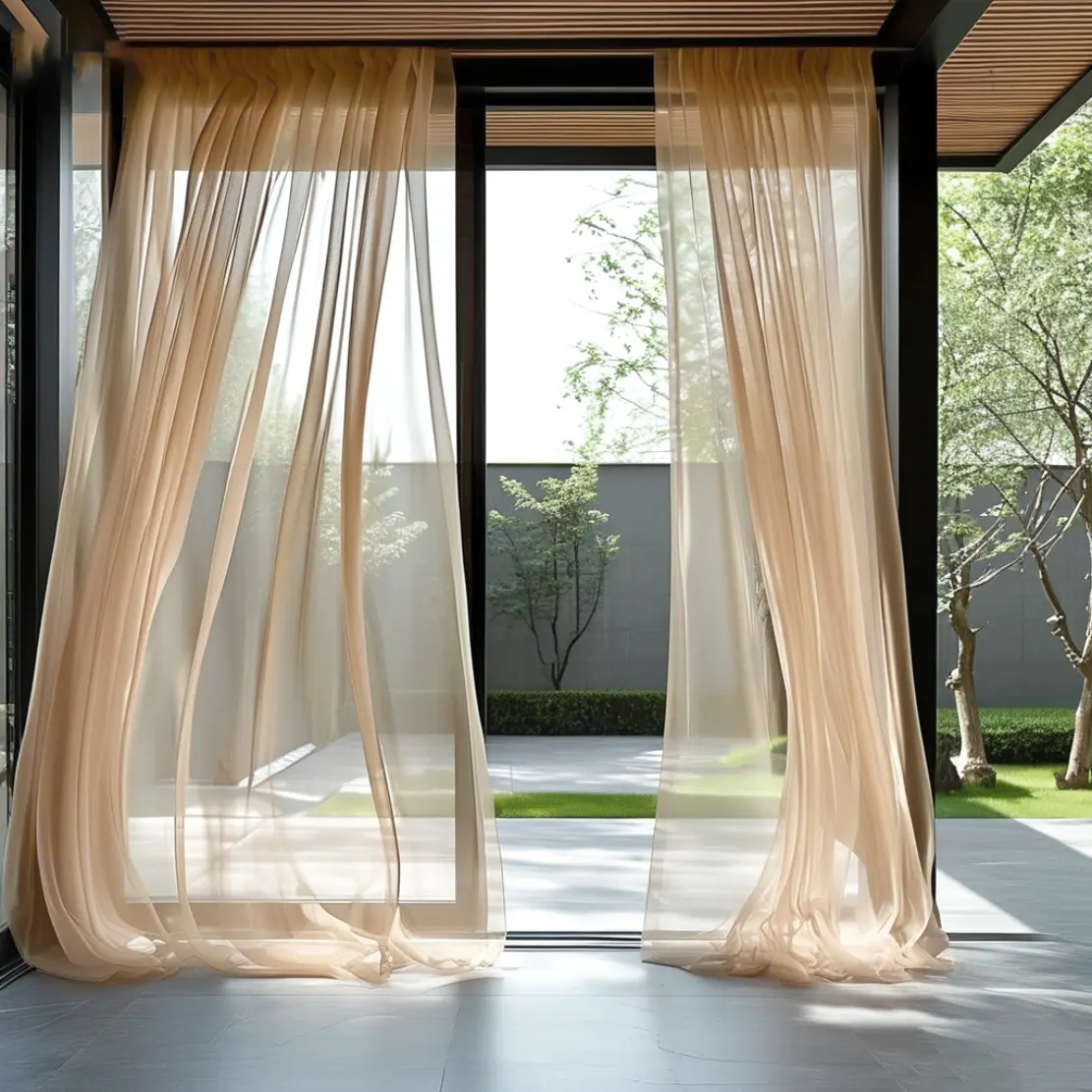 2-piece set 60.0 inches X 120.08 inches Romantic Champagne Sheer Curtains| Suitable for weddings, birthdays, anniversaries, parties, indoor/outdoor decoration, event backdrops| Durable, hand wash only